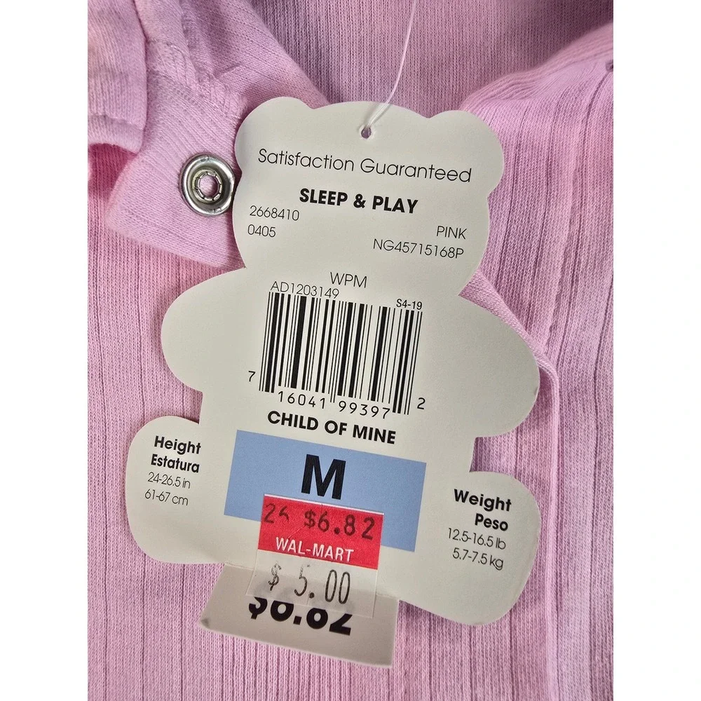 Vintage Y2K Carters Baby Girl Pink Bunny Footie Sleeper Play NWT‎ 0-3m Deadstock